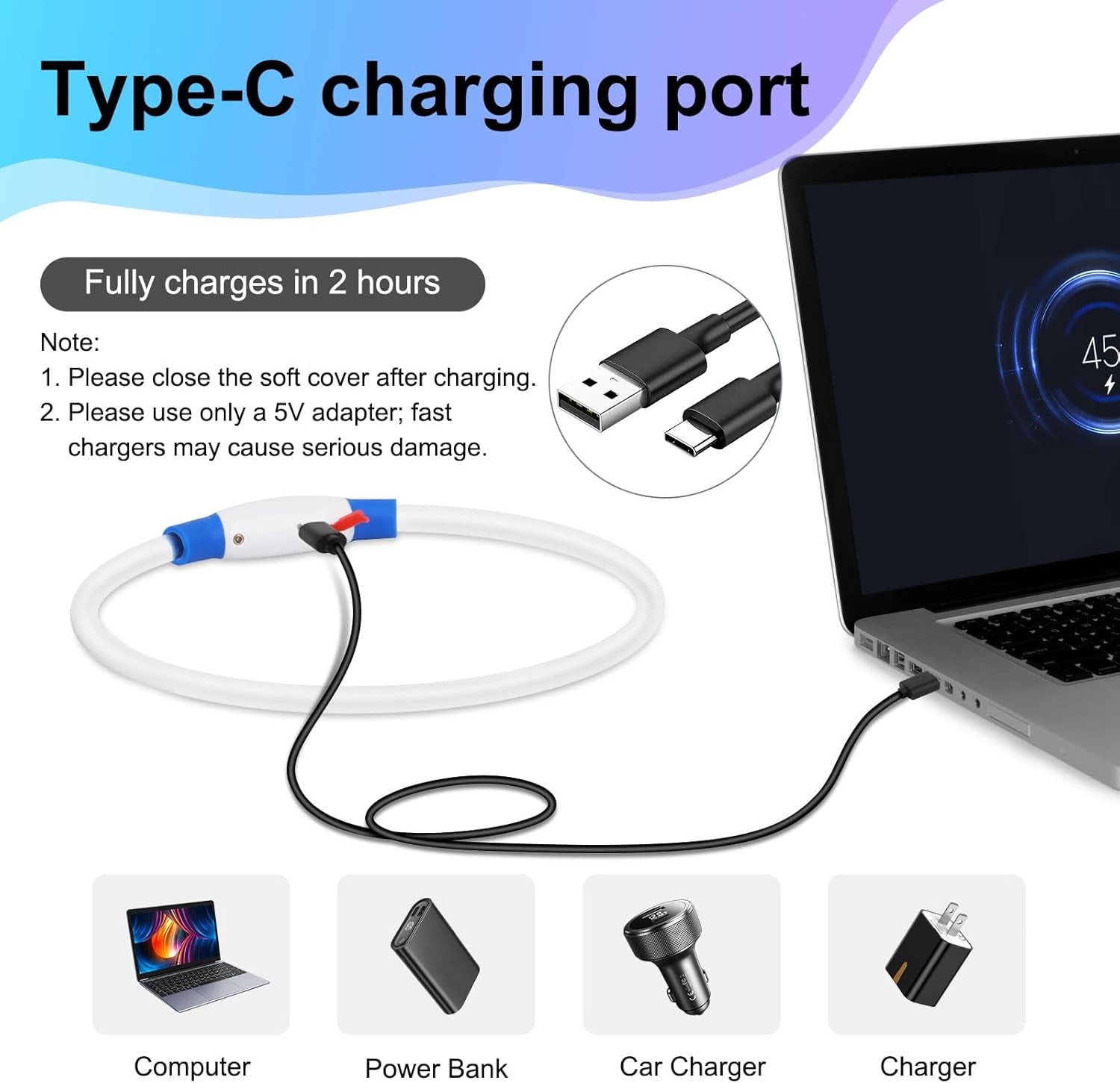 LED Dog Collar Waterproof Rechargeable - Bright TPU Light up Pet Collars, Reflective Adjustable Dog Glow Collar, Dog Safety Collar Light for Small Medium Large Dogs Night Walking&Camping