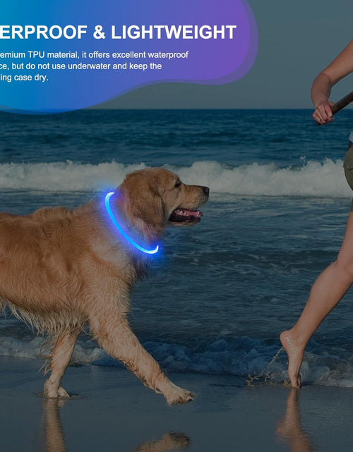 Load image into Gallery viewer, LED Dog Collar Waterproof Rechargeable - Bright TPU Light up Pet Collars, Reflective Adjustable Dog Glow Collar, Dog Safety Collar Light for Small Medium Large Dogs Night Walking&amp;Camping
