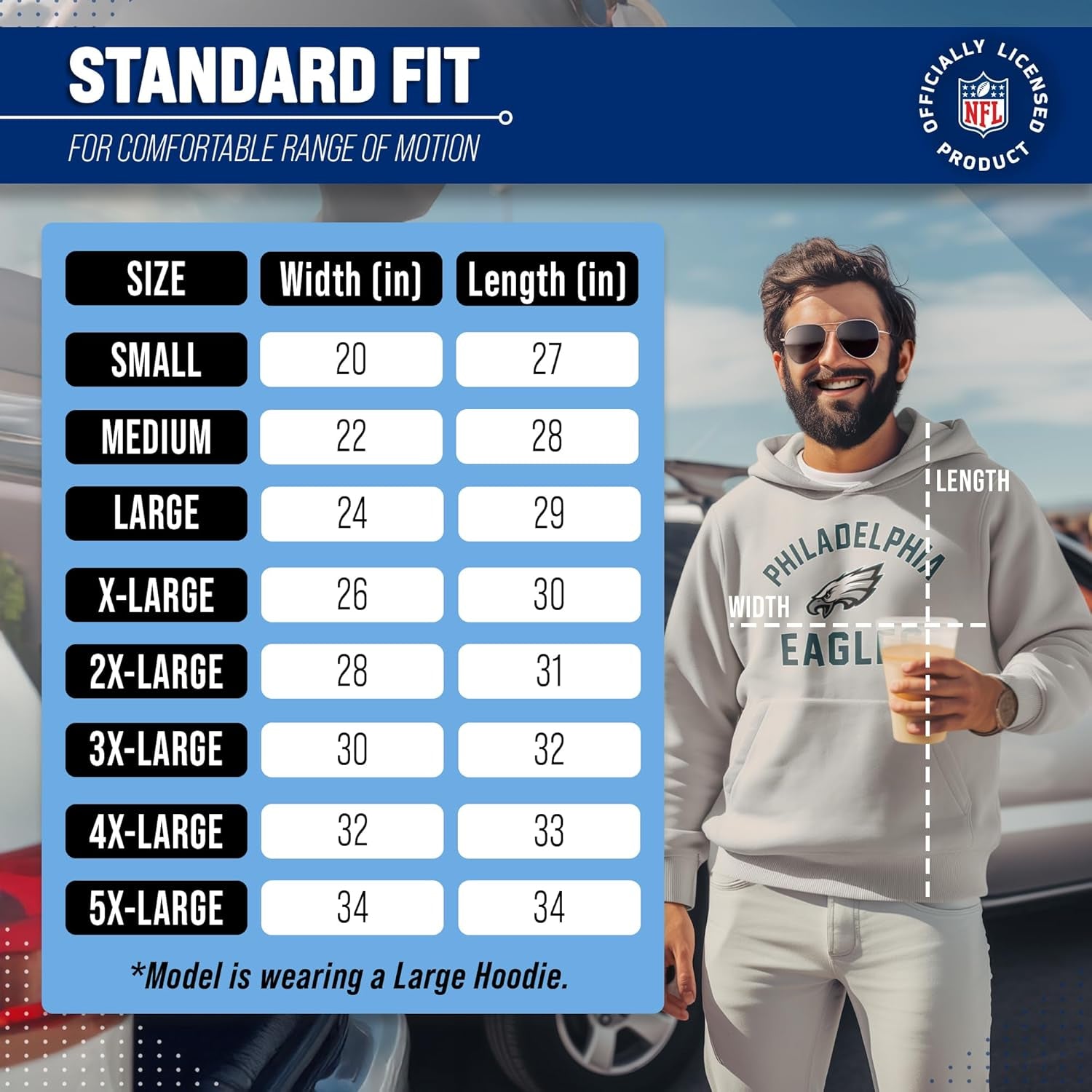 NFL Gameday Adult Hooded Sweatshirt, Pro Football Fleece Hoodie Pullover Sweatshirt