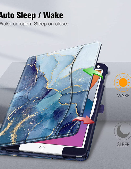 Load image into Gallery viewer, Case for Ipad 9Th / 8Th / 7Th Generation (2021/2020/2019) 10.2 Inch - [Corner Protection] Multi-Angle Viewing Stand Cover with Pocket &amp; Pencil Holder, Auto Sleep Wake, Ocean Marble
