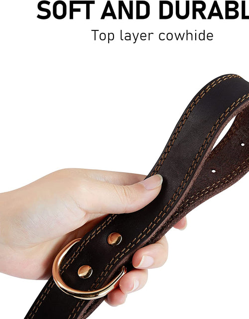 Load image into Gallery viewer, Leather Dog Collar, Genuine Heavy Duty Wide Dog Collar for Small,Medium,Large and Extra Large Dog (S: 0.8" Wide for 13.4"-15.8" Neck, Dual Stitch - Brown)
