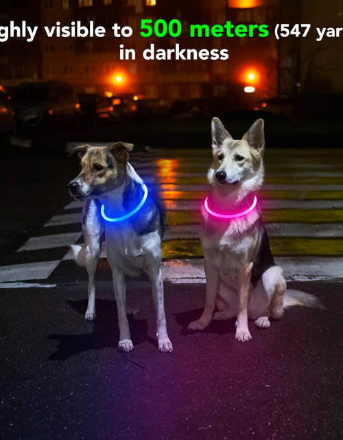 Load image into Gallery viewer, LED Dog Collar Waterproof Rechargeable - Bright TPU Light up Pet Collars, Reflective Adjustable Dog Glow Collar, Dog Safety Collar Light for Small Medium Large Dogs Night Walking&amp;Camping
