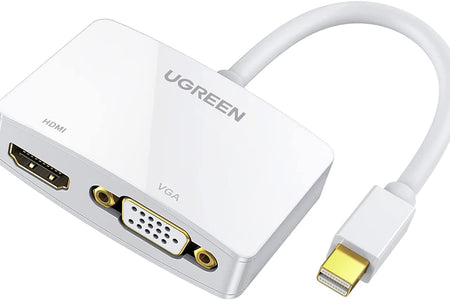 Mini Displayport to HDMI VGA Adapter, 4K Thunderbolt 2 Adapter 2 in 1 Mini DP Converter Compatible with Macbook Pro Air Imac Surface Pro1 2 3 4 6 Surface Laptop 2 Thinkpad X1, White