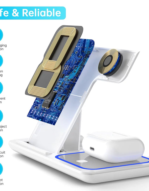 Load image into Gallery viewer, Cargador Inalámbrico, Estación De Carga Rápida Para Iphone De 18W Compatible Con Iphone 17/16/15/14/13/12/11/Pro Max/Plus, Soporte De Cargador Inalámbrico 3 En 1 Para Iwatch SE 11/10/9/8/7/6/5/4, Airpods Pro 2/3/4
